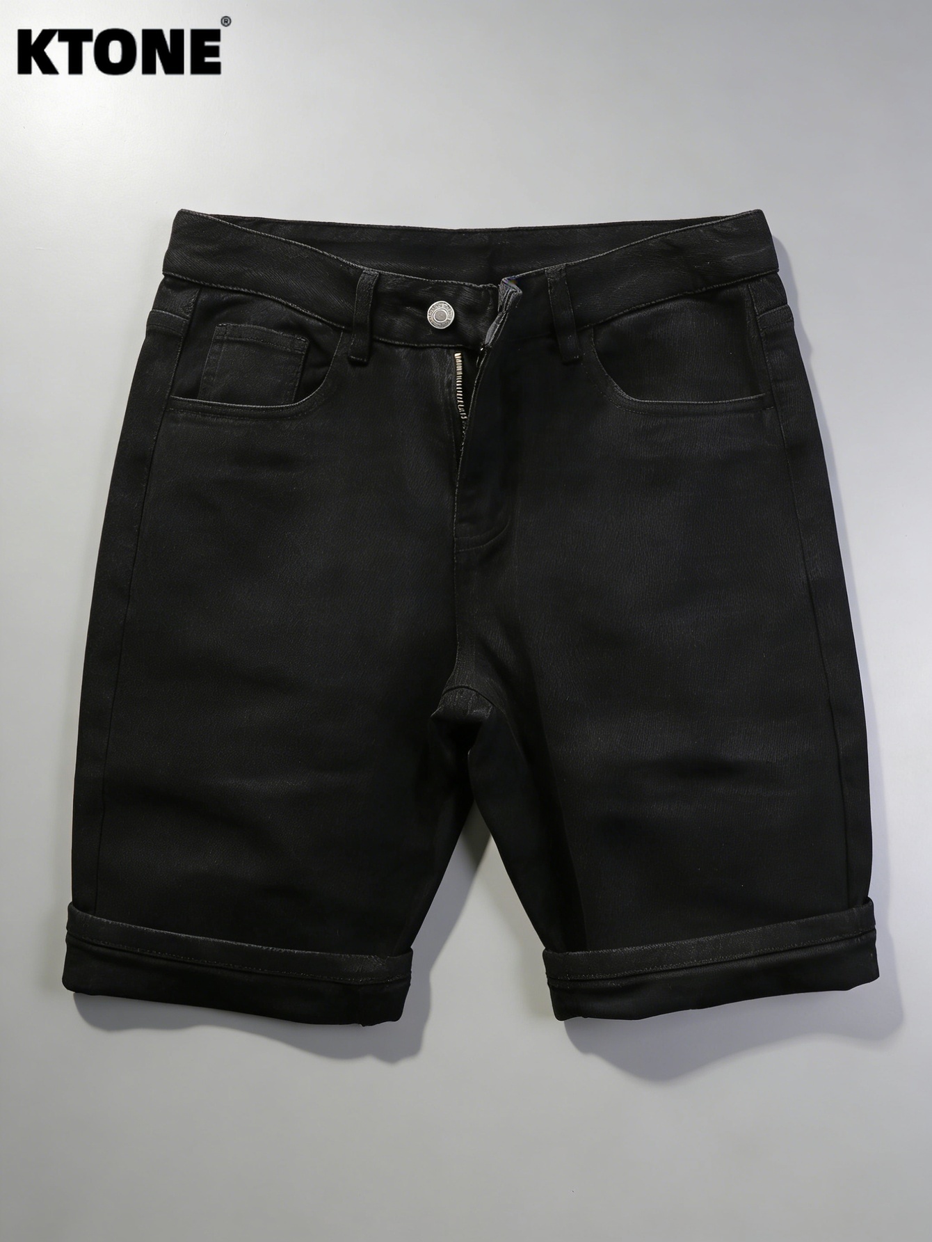 Mens Accessories Style - شورت جينز أسود سليم فيت للرجال