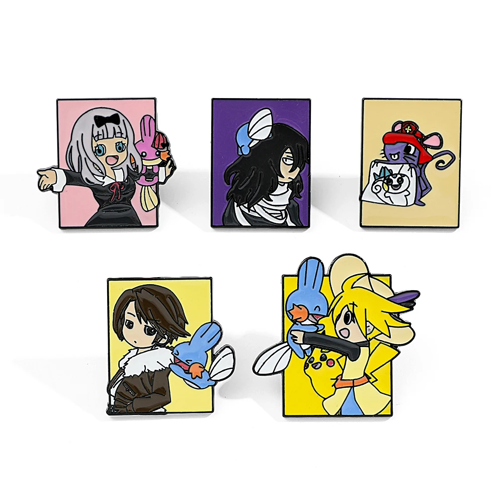 Lapel Pin Enamel - 5 قطع دبابيس شخصيات أنمي بوكيمون،