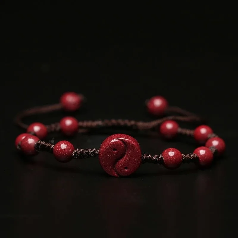 Bead Bracelet Men - تخصيص الطبيعية الأحمر سينابار يين يانغ