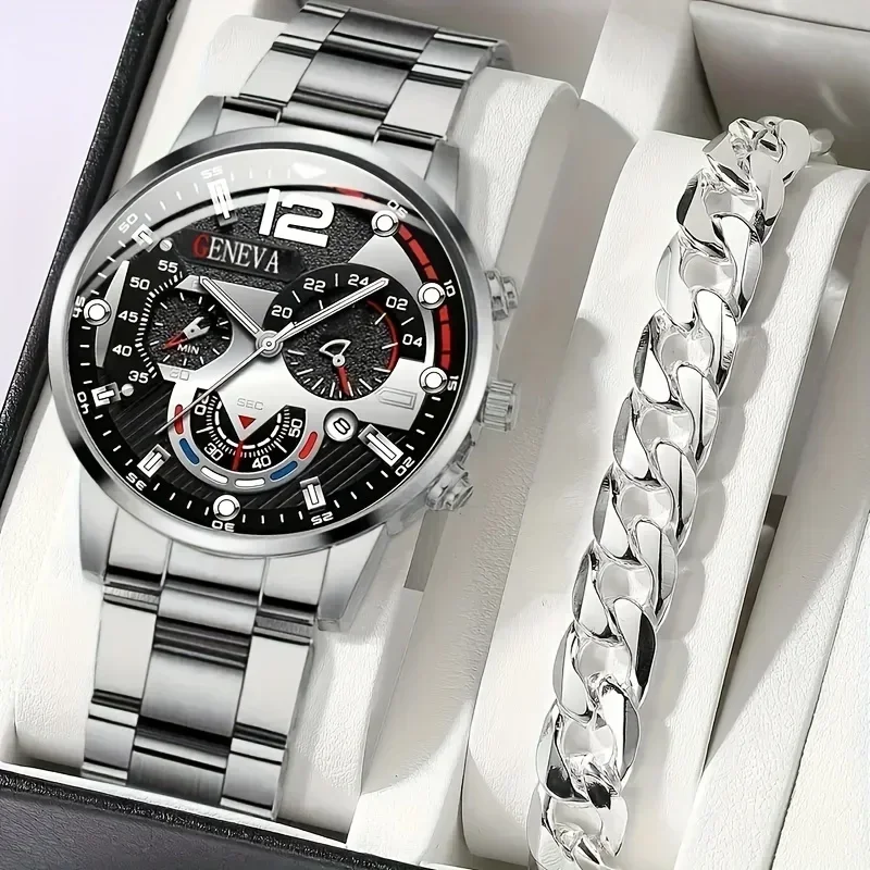 Men Accessories Elegant - طقم ساعتين كوارتز أنيقتين للرجال بوجه