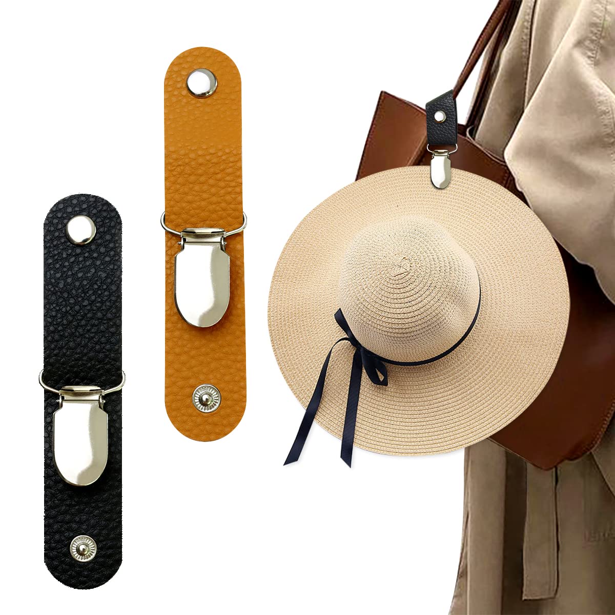 Men Accessories For Beach - مشبك قبعة من الجلد الصناعي للسفر،