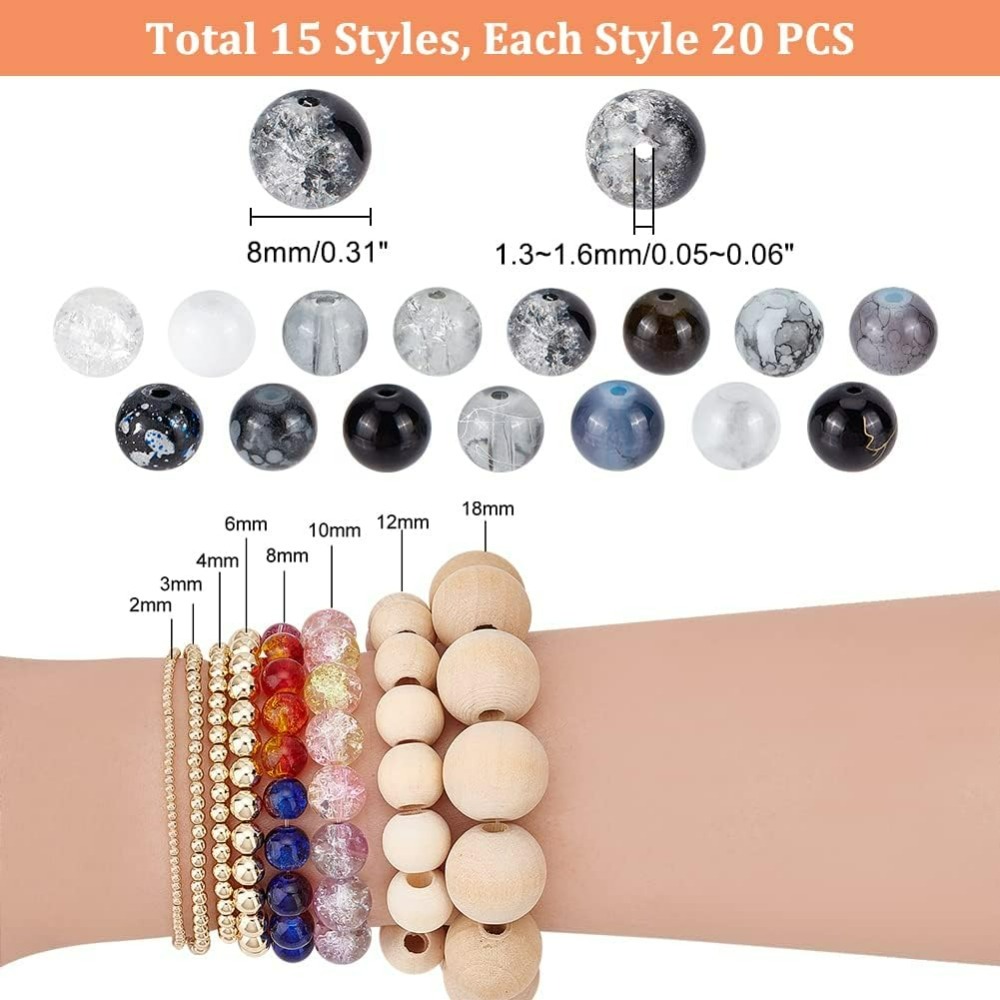 300 قطعة 8 مللي متر الخرز الزج - مراجعة Bead Bracelet Men وسعره
